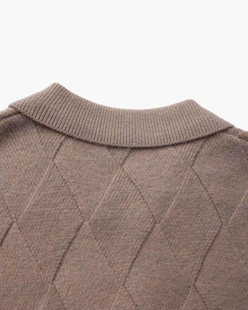 Heritage Diamond Knit Zip Cardigan Old Money