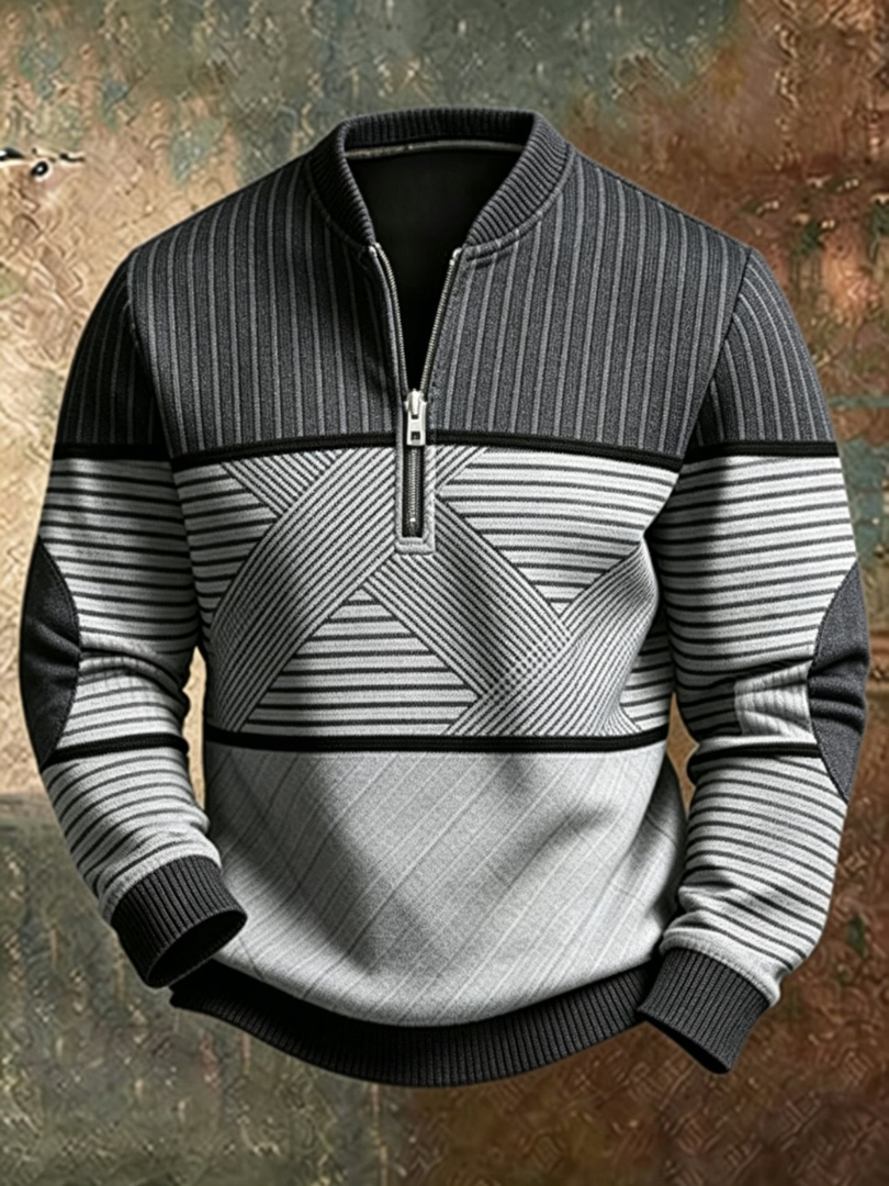 Pull pour hommes Viktor de Danoir Paris avec demi-zip, style moderne et coupe élégante, en tissu doux et confortable.
