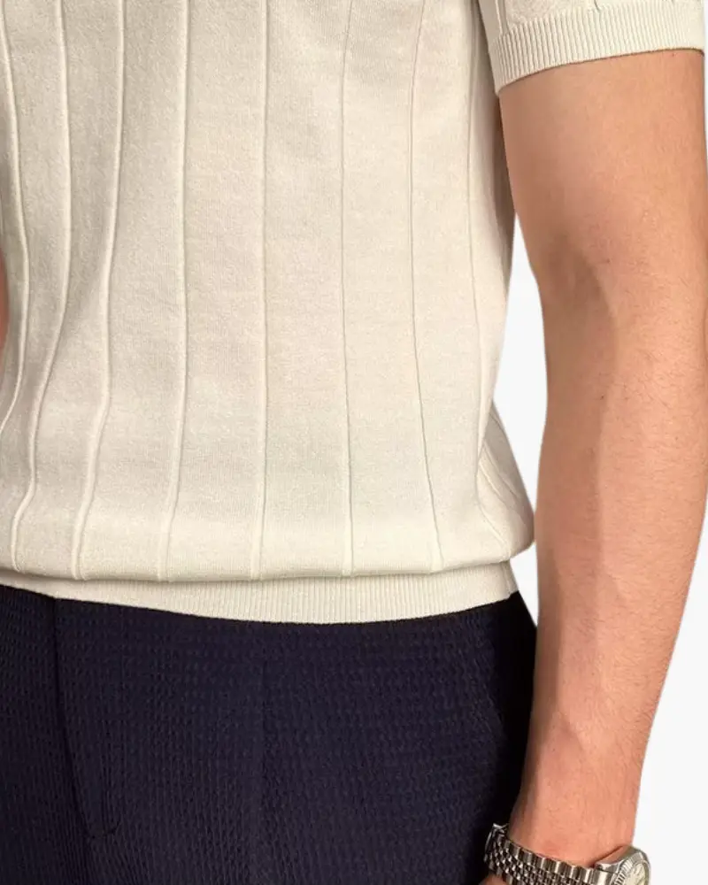 Cannes Ribbed Cotton Polo Old Money