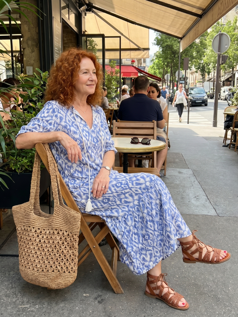 Ottoline | Robe Midi Imprimée avec Nœud Frangé