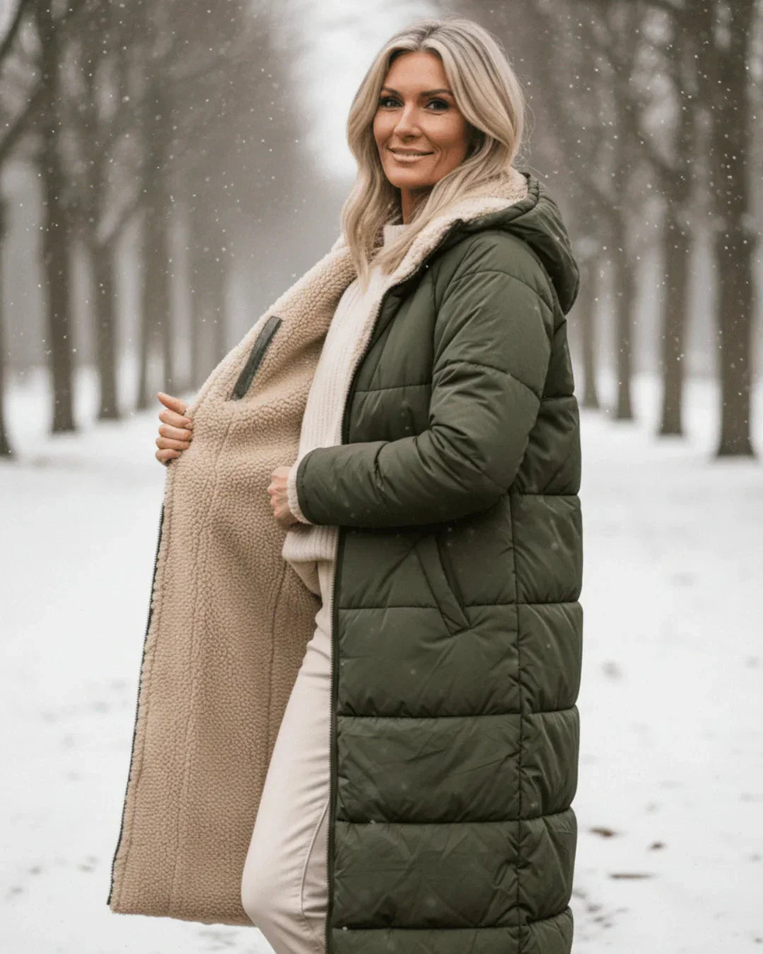 Layla - Élégant Manteau Long Réversible