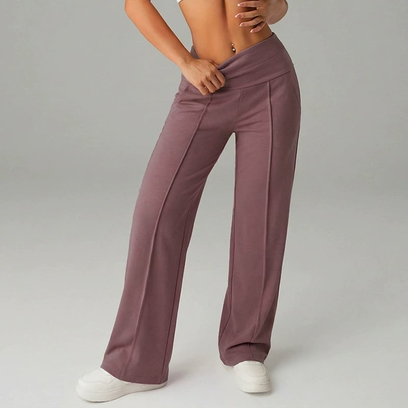 Pantalon femme à jambes larges et droites, taille haute, tissu extensible, marque Danoir Paris, en tissu noir élégant.