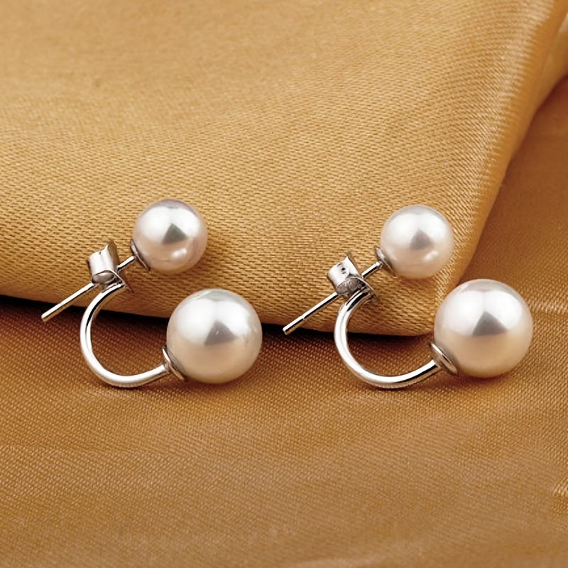 Boucles d'oreilles pendantes doubles perles