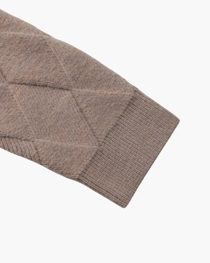 Heritage Diamond Knit Zip Cardigan Old Money