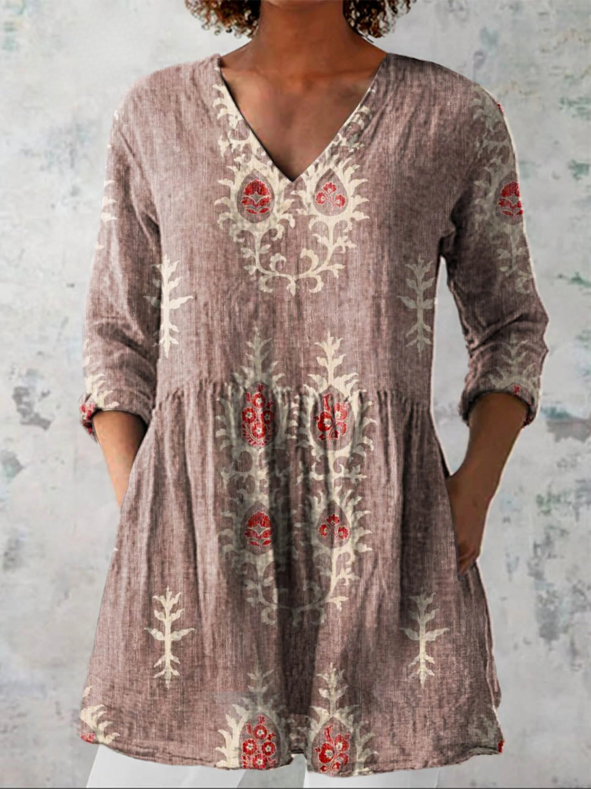 Elise | Longue blouse avec col en V