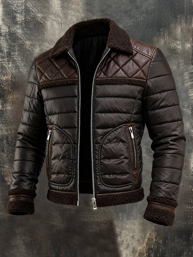 MAISON CLÉMENT PARIS™ | GILET MATELASSÉE MARRON À COL SHERPA CHAUD