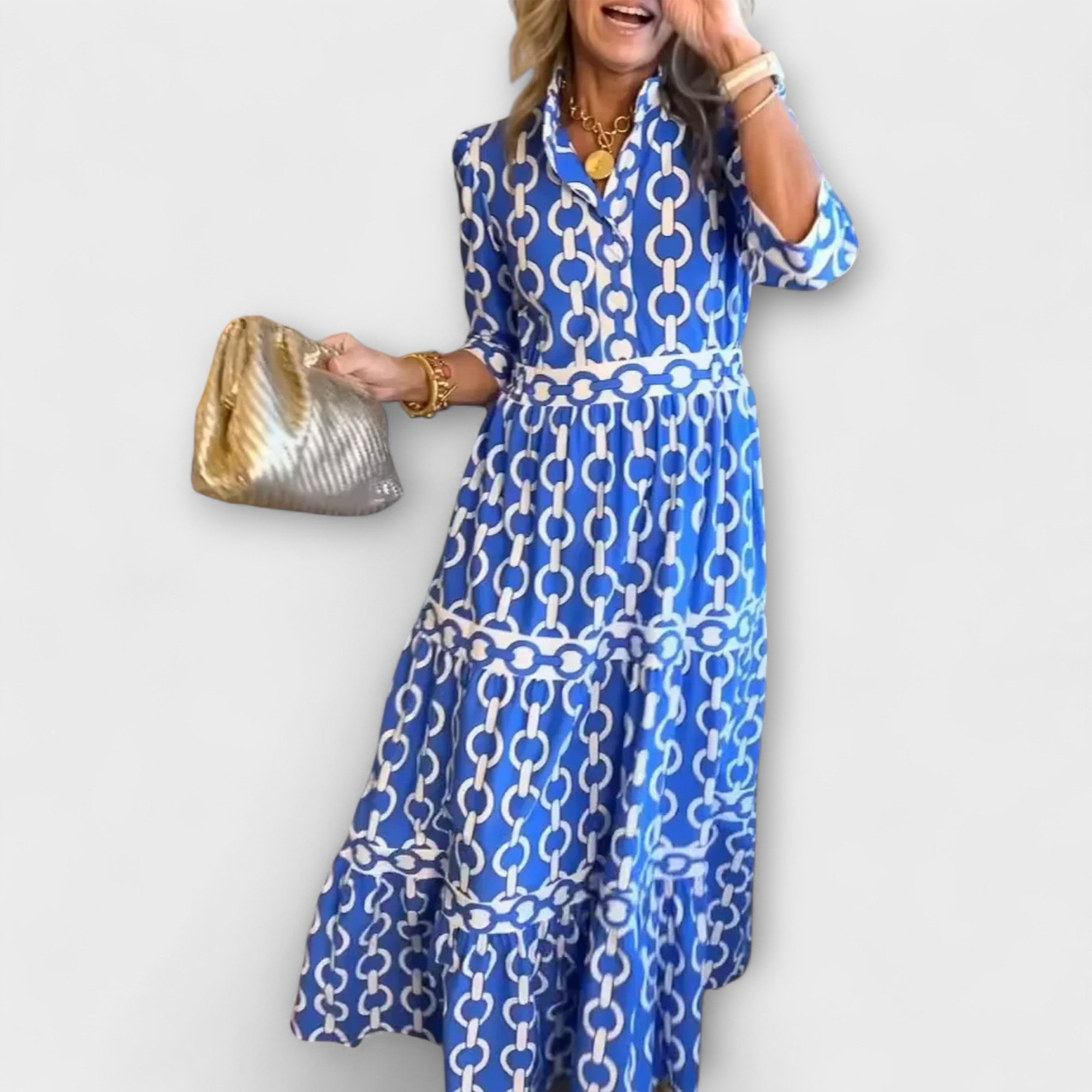 Sophia - Robe Midi à Motif Chaîne