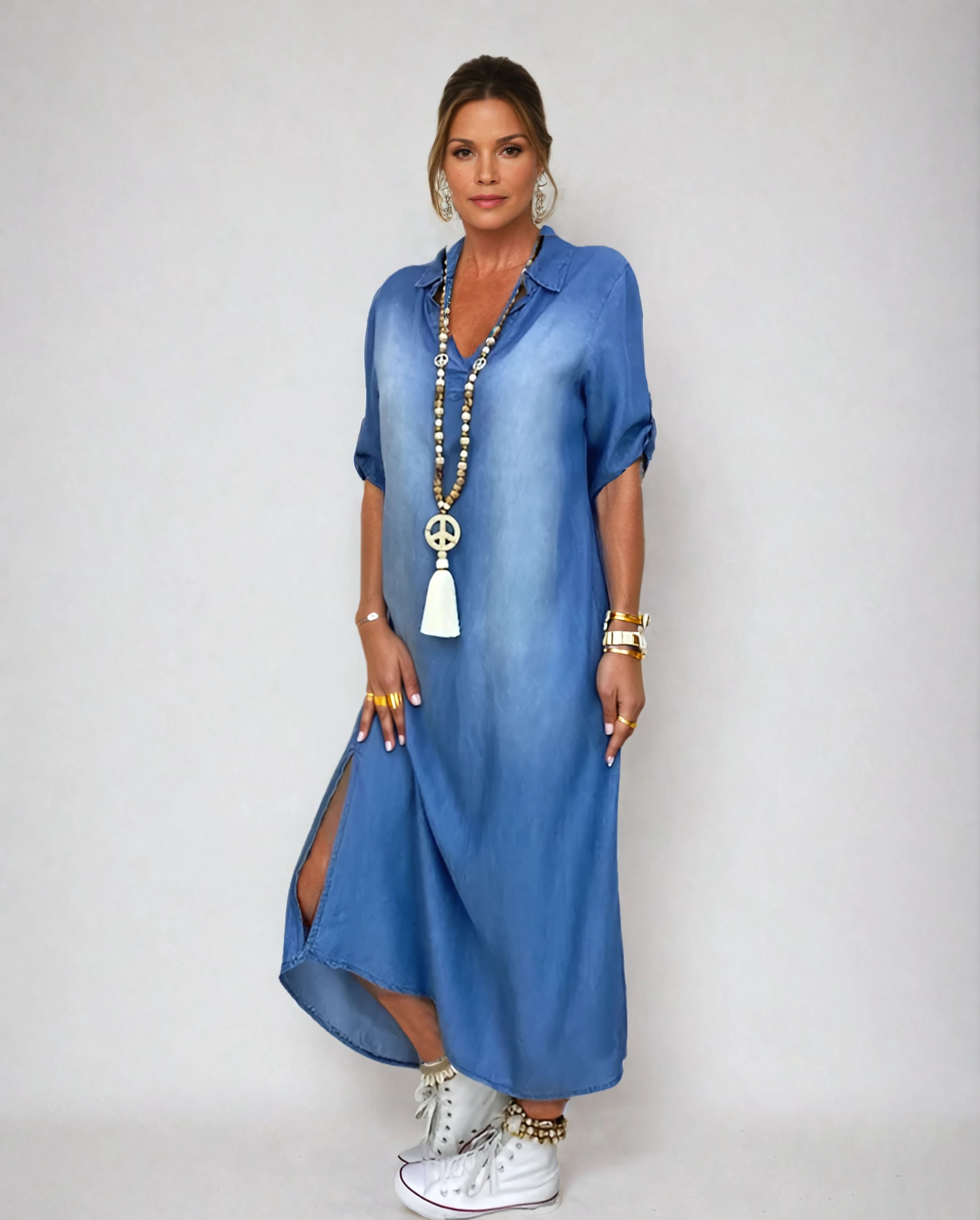 Lea - Robe longue Détente Denim