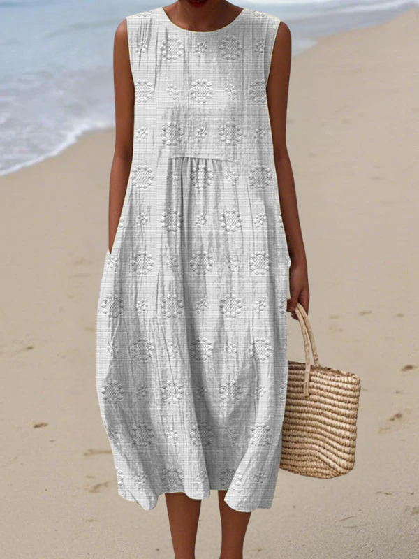 Lucille | Robe Midi Broderie Rose