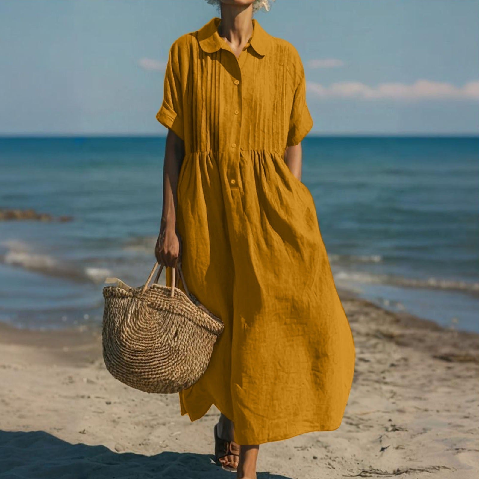 ROBE ÉLÉGANTE EN LIN POUR FEMMES