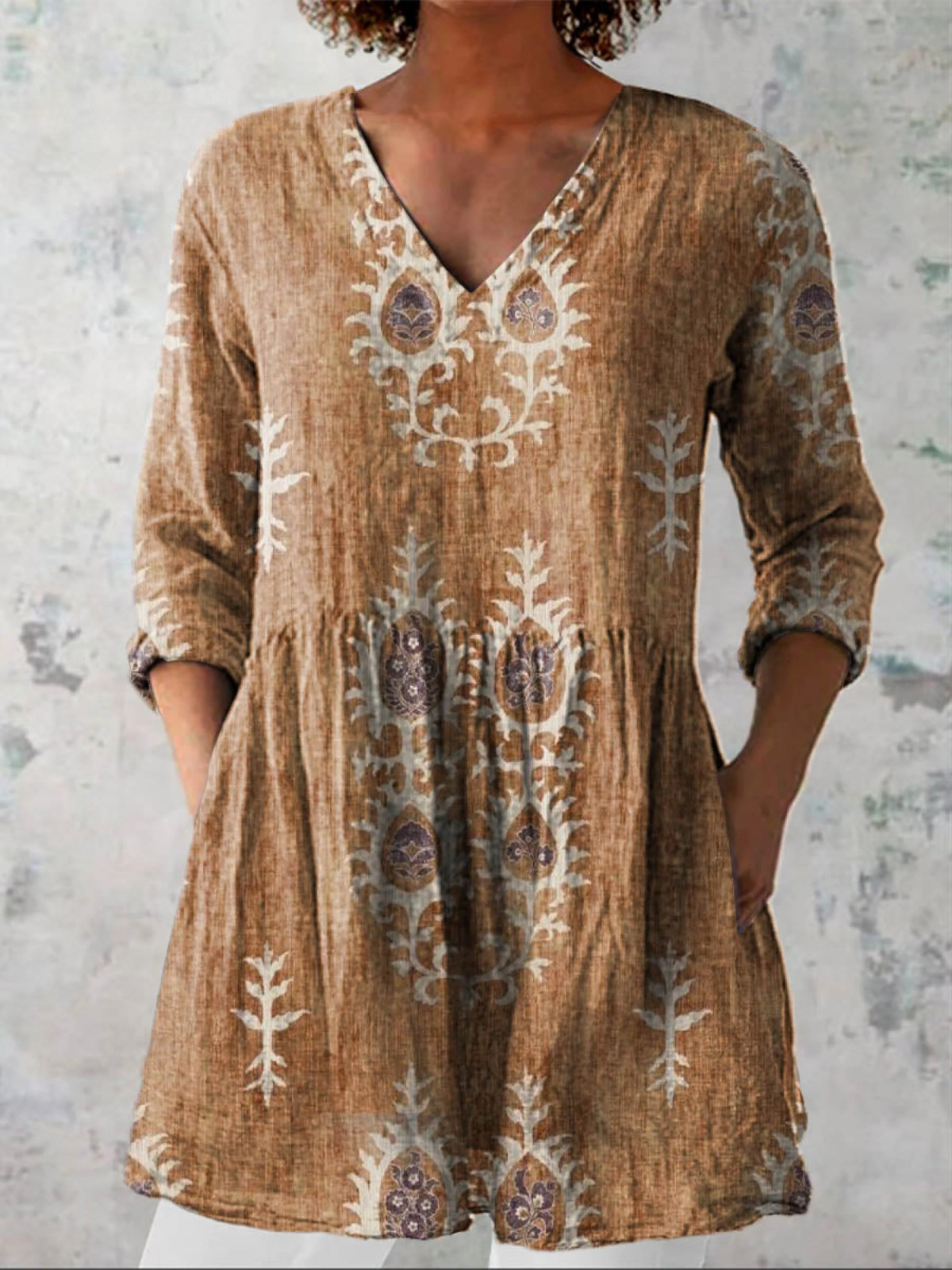 Elise | Longue blouse avec col en V