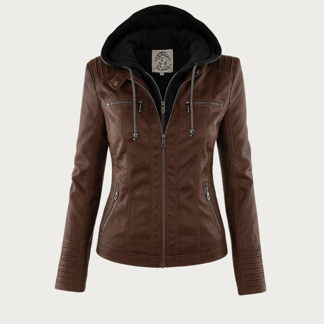 Veste élégante et structurée pour femme de la marque Danoir Paris, modèle Monica, en tissu noir avec coupe sophistiquée.