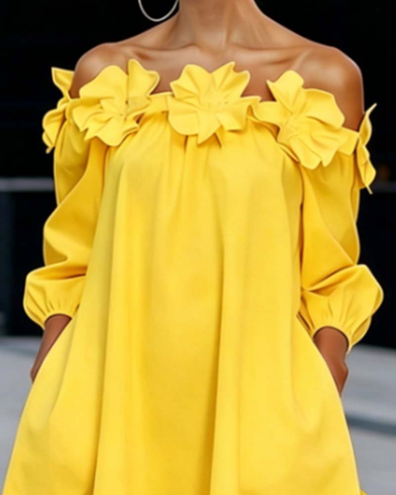 Robe à bretelles dénudées Danoir Paris Rhoda avec appliqué floral, vue de face, tissu léger et détail floral élégant.