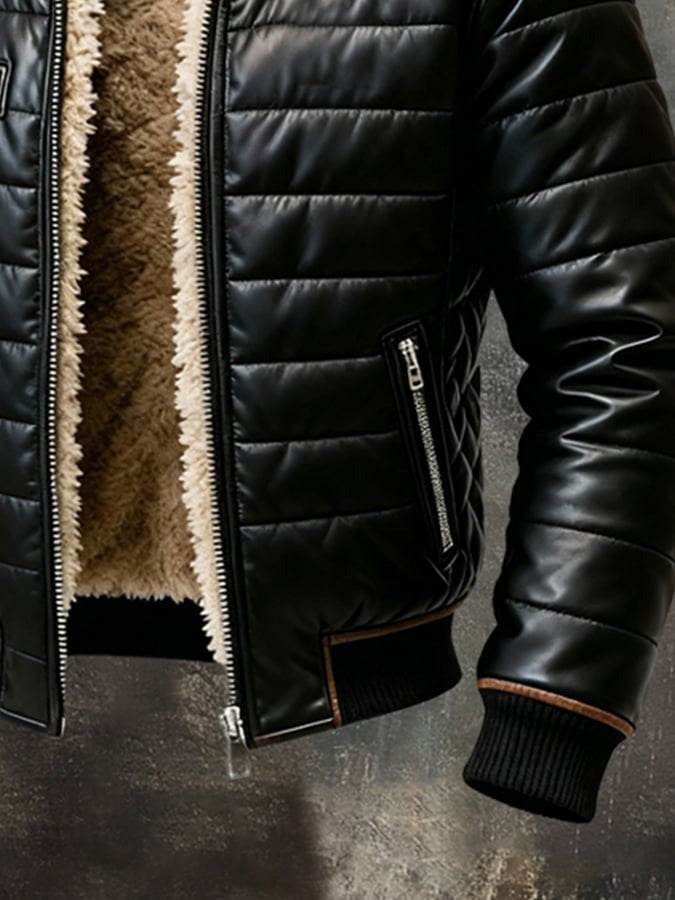DANOIR PARIS™ | VESTE MATELASSÉE NOIRE À DOUBLURE SHERPA