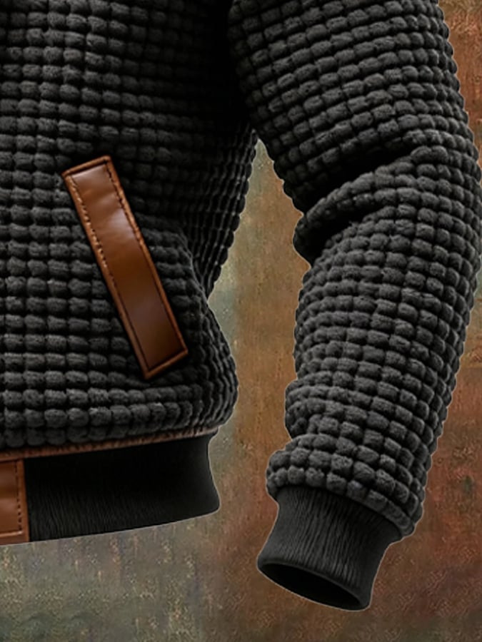 MAISON CLÉMENT PARIS™ | GILET TEXTURÉE À FINITIONS CUIR EMBOSSÉ