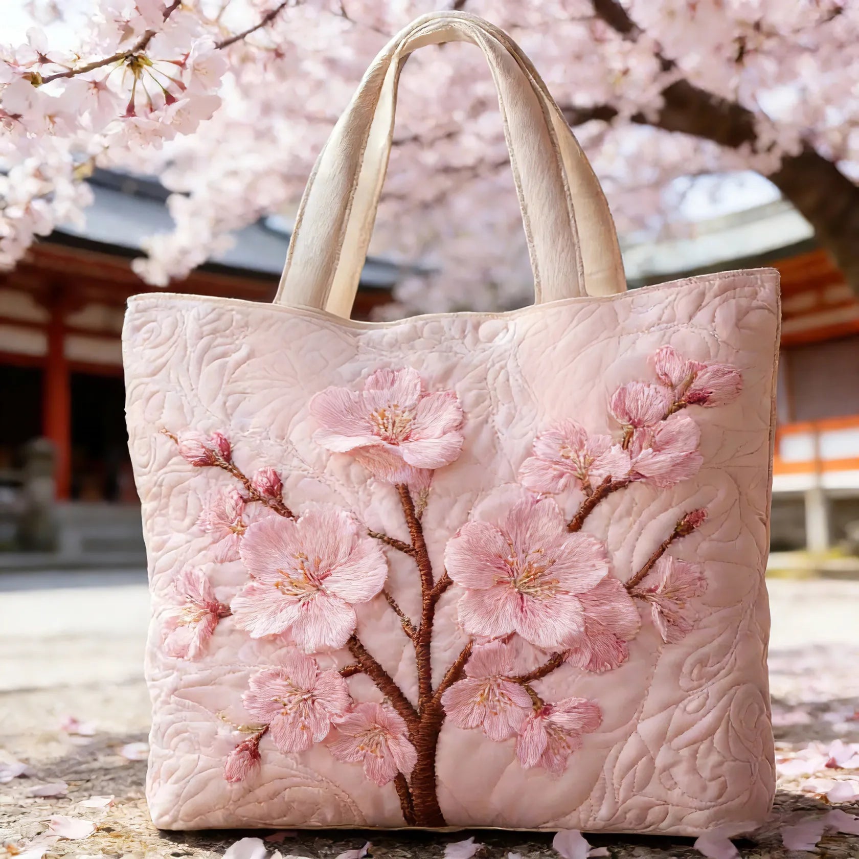 Blossom Serenity | Sac fourre-tout matelassé fait à la main