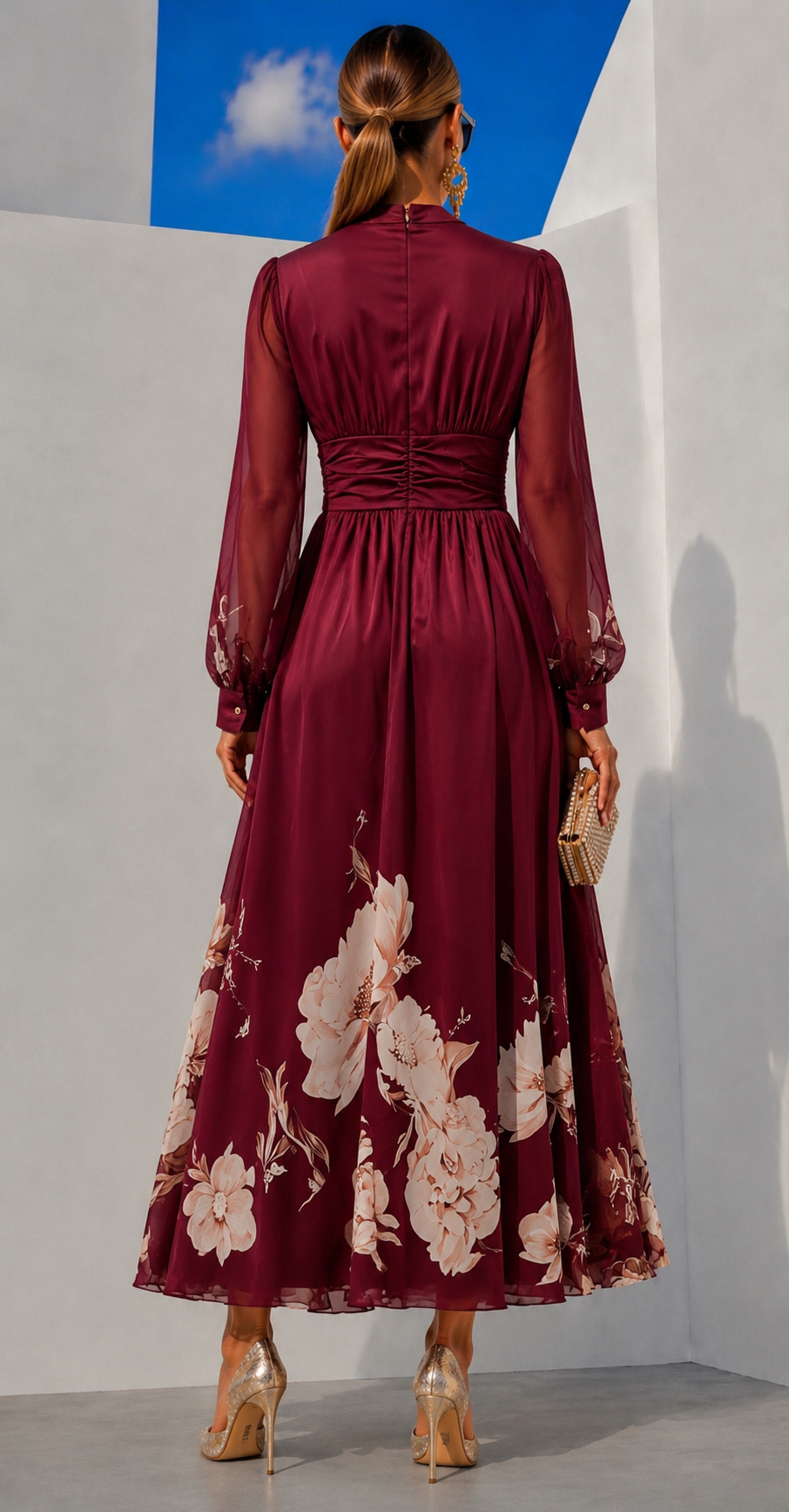 Robe Nadia en chiffon imprimé, 3 imprimés, tailles (34-48)