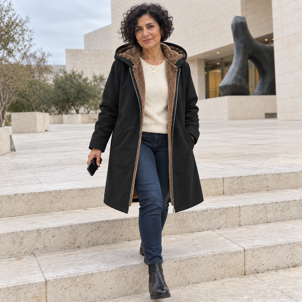 Evelyn™ | Manteau à capuche douillet en sherpa