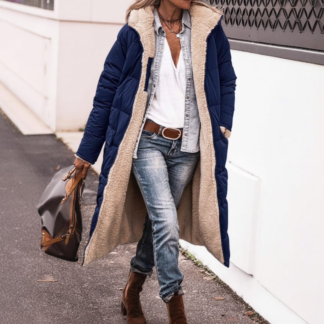 Layla - Élégant Manteau Long Réversible