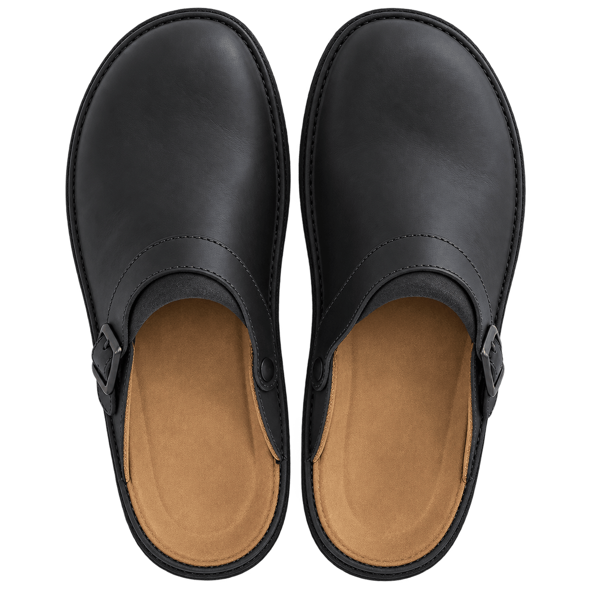 Chaussures slip-on confortables Danoir Paris Carter en cuir noir, faciles à enfiler, avec semelle antidérapante.