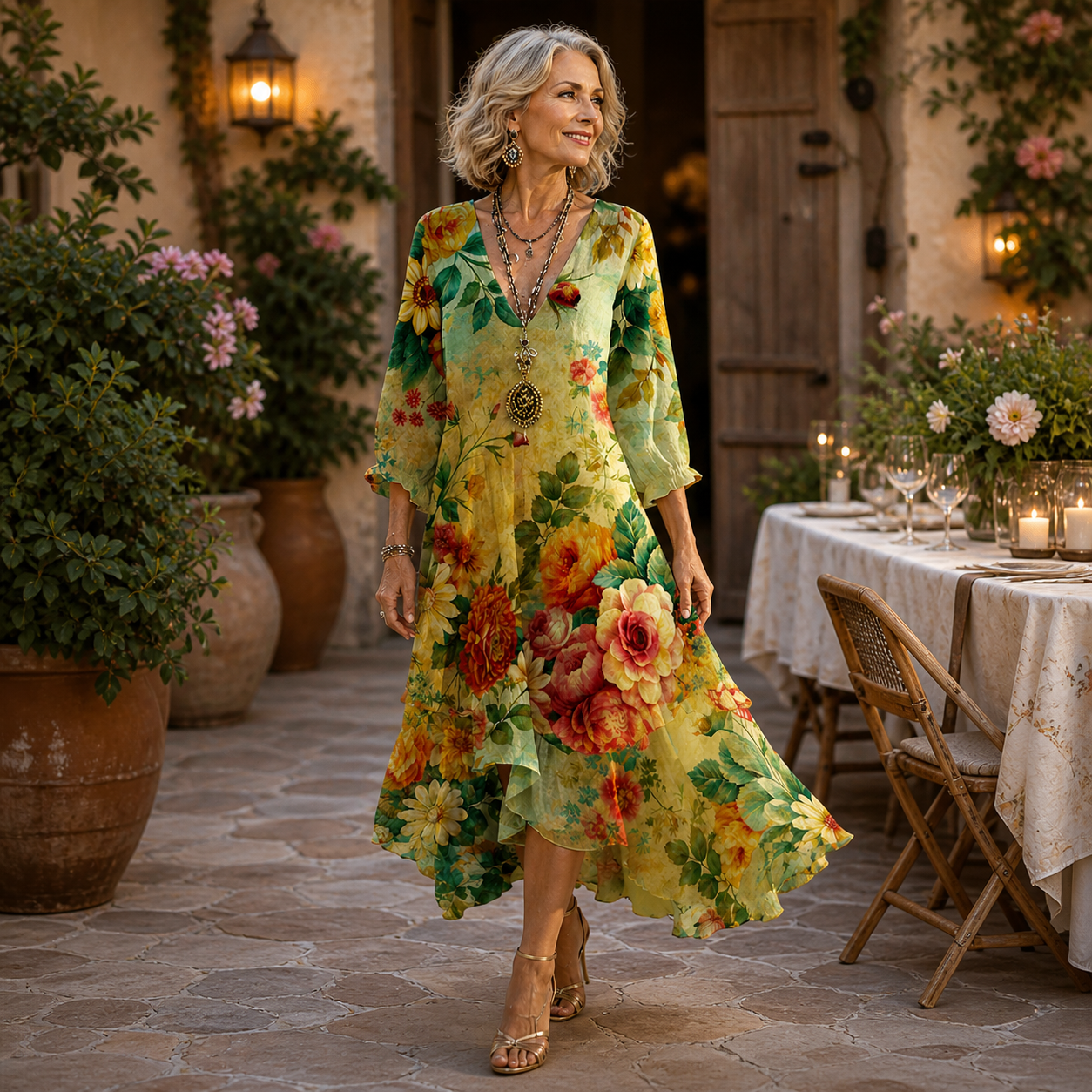 Janessa | Robe midi florale sans effort 🌿
