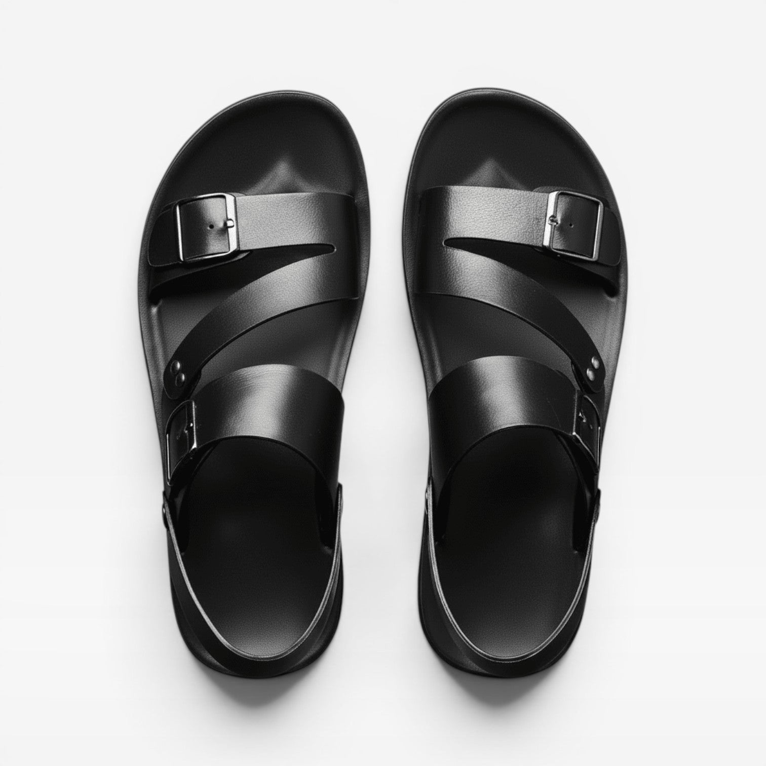 Sandales en cuir à bride réglable pour hommes – Style d'été confortable à boucle