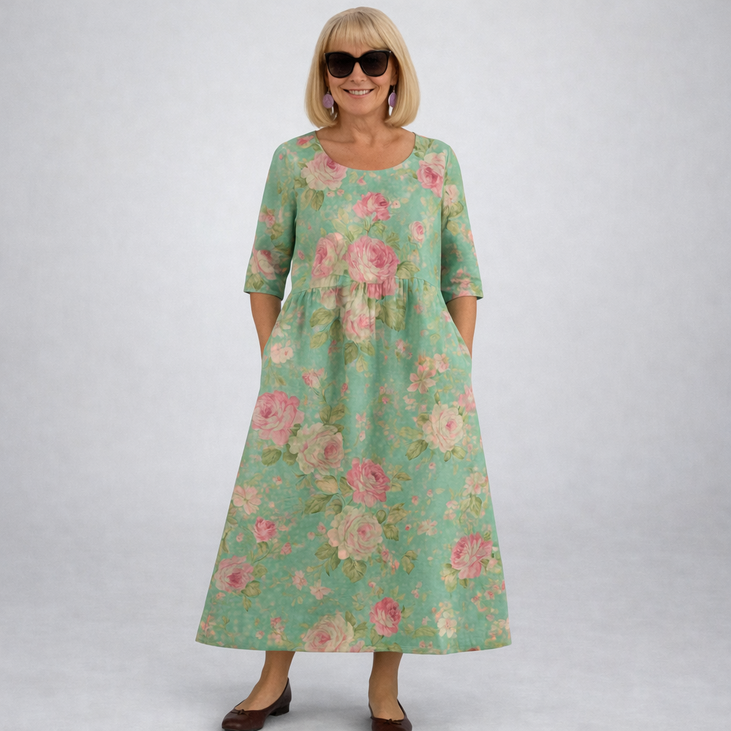 Brittany | Robe mi-longue florale avec poches