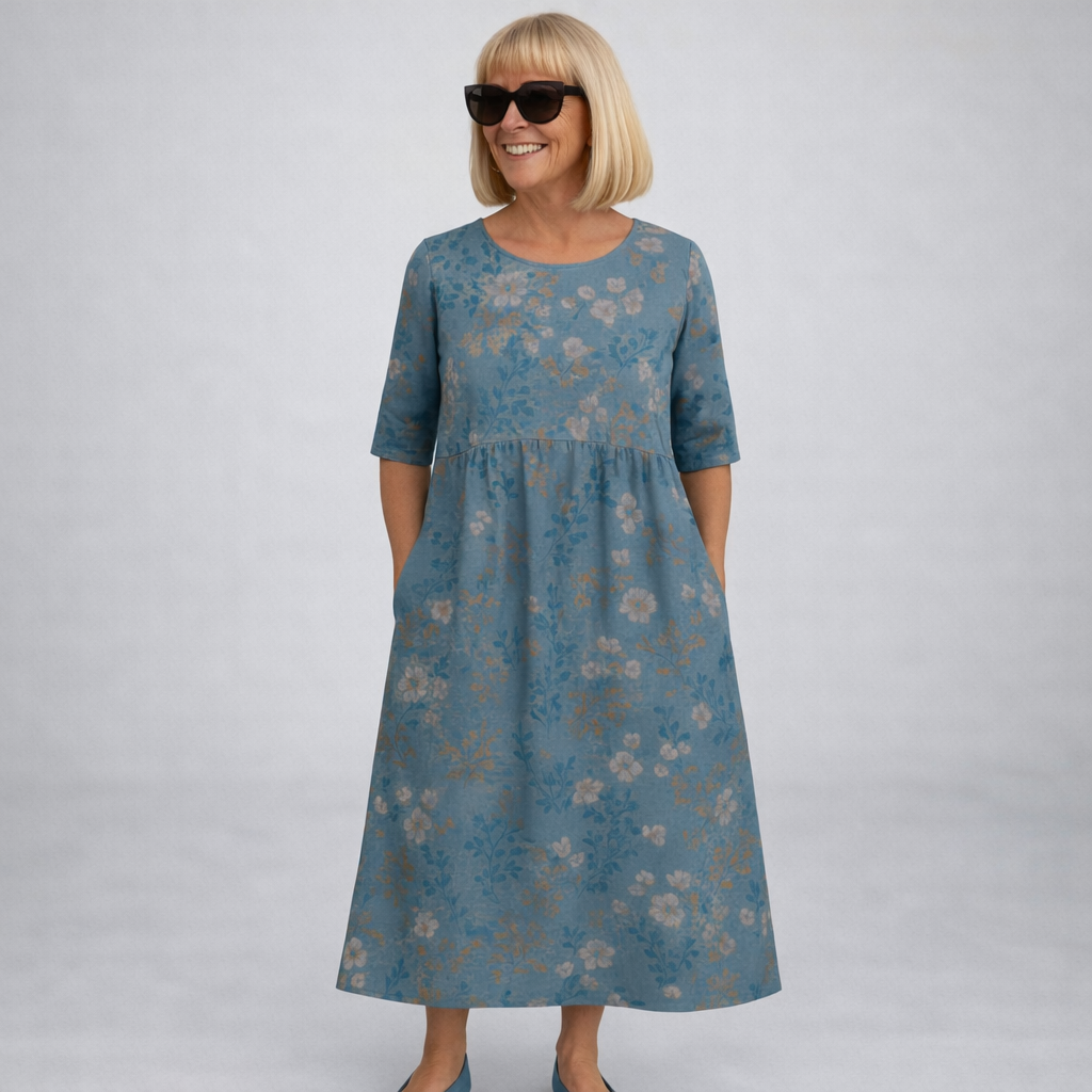 Brittany | Robe mi-longue florale avec poches