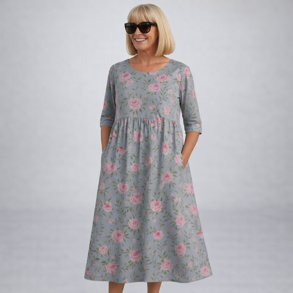 Brittany | Robe mi-longue florale avec poches