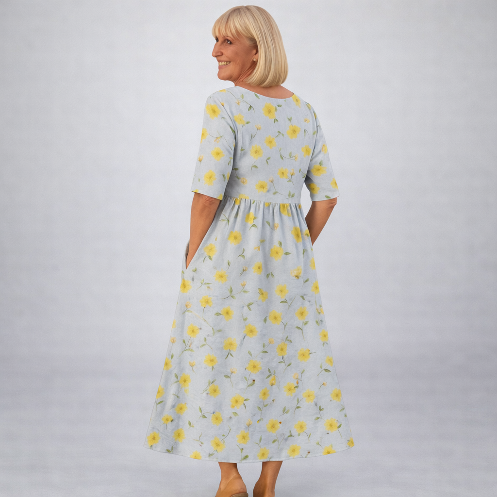 Brittany | Robe mi-longue florale avec poches