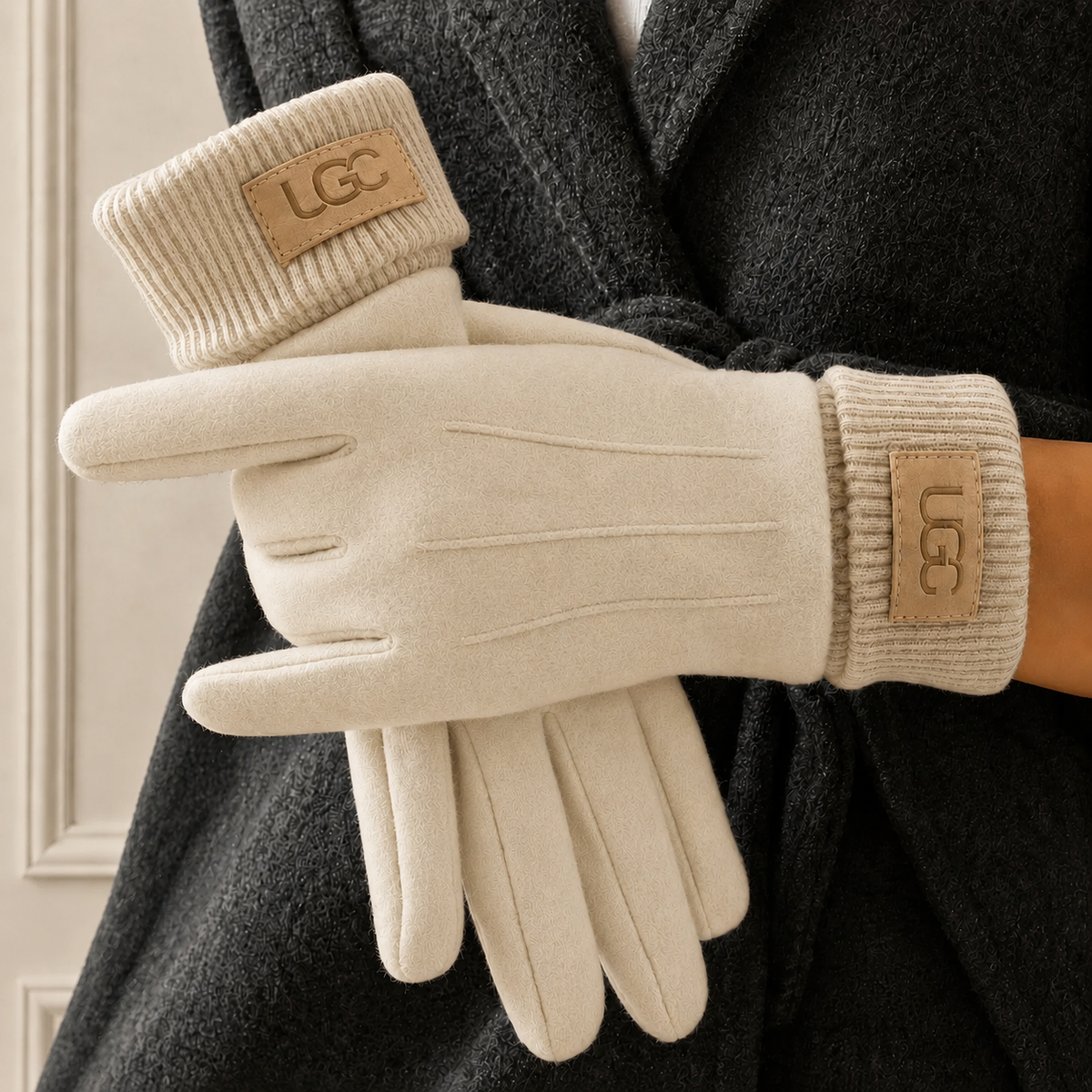 Gants en cachemire Avery Danoir Paris, modèle élégant et doux en maille fine񟟅