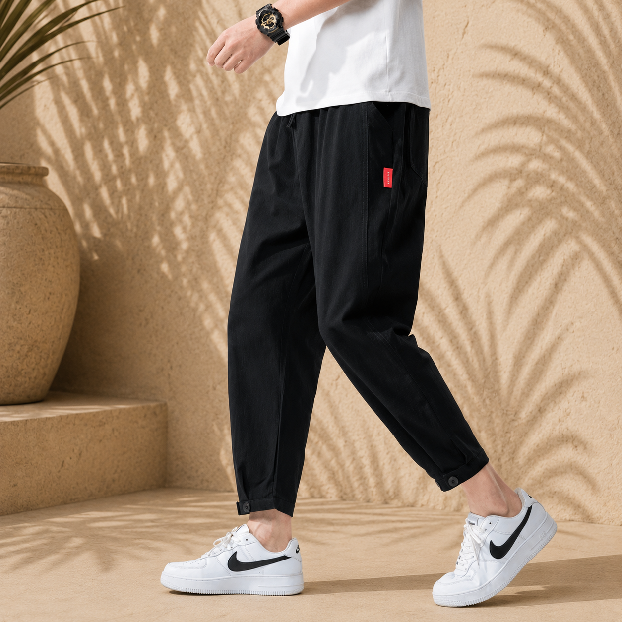 Theo - Pantalon en coton slim fit