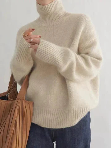 Pull col roulé en cachemire luxueux Danoir Paris, femme, tricot doux, chaud, parfait pour l'automne et l'hiver, en laine naturelle.