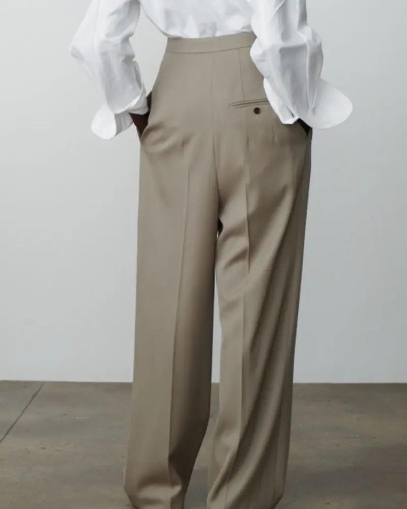 Woolen Oversized Pantalon Old Money Women