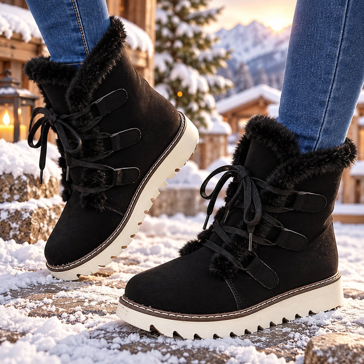 Bottes d'hiver imperméables et antidérapantes Maiken™ de Danoir Paris avec doublure douce, vues de face sur fond neutre.
