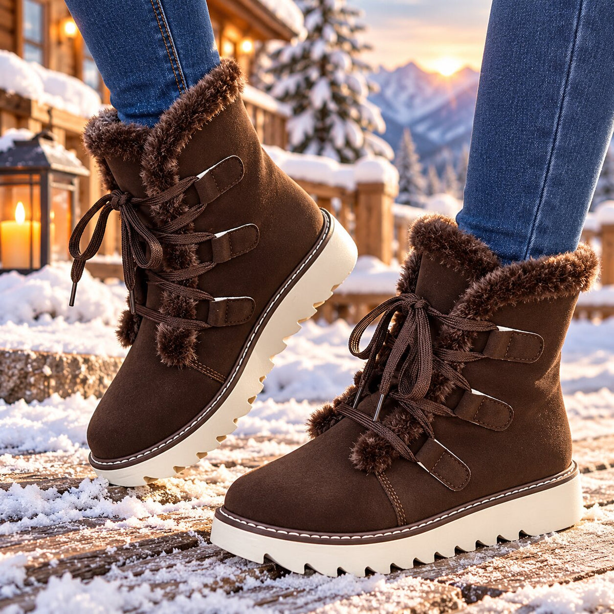 Bottes d'hiver imperméables et antidérapantes Maiken™ Danoir Paris avec doublure douce, en cuir noir et semelle robuste.
