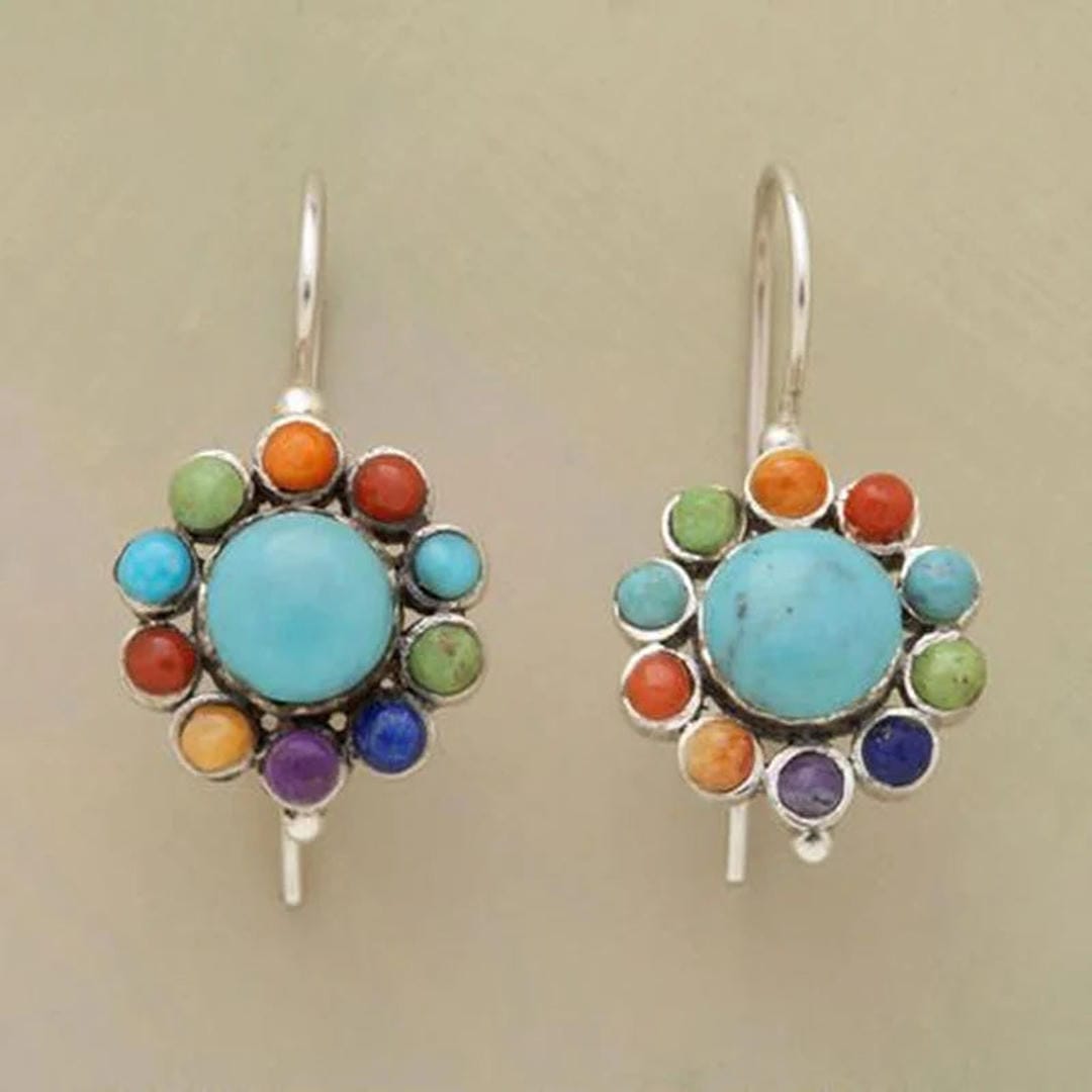 Boucles d'oreilles créoles Iris Vintage Turquoise