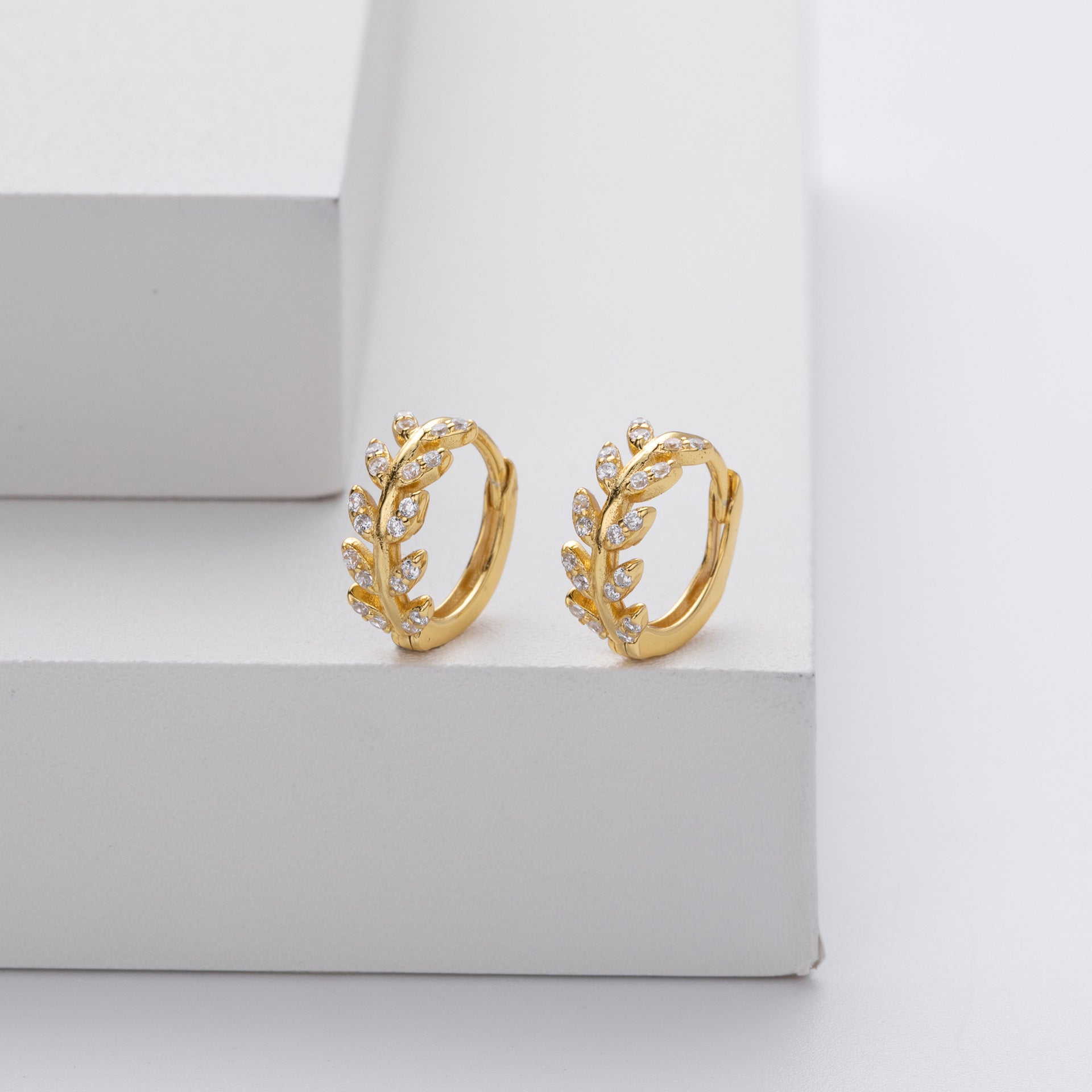Boucles d'oreilles en argent en forme de feuille