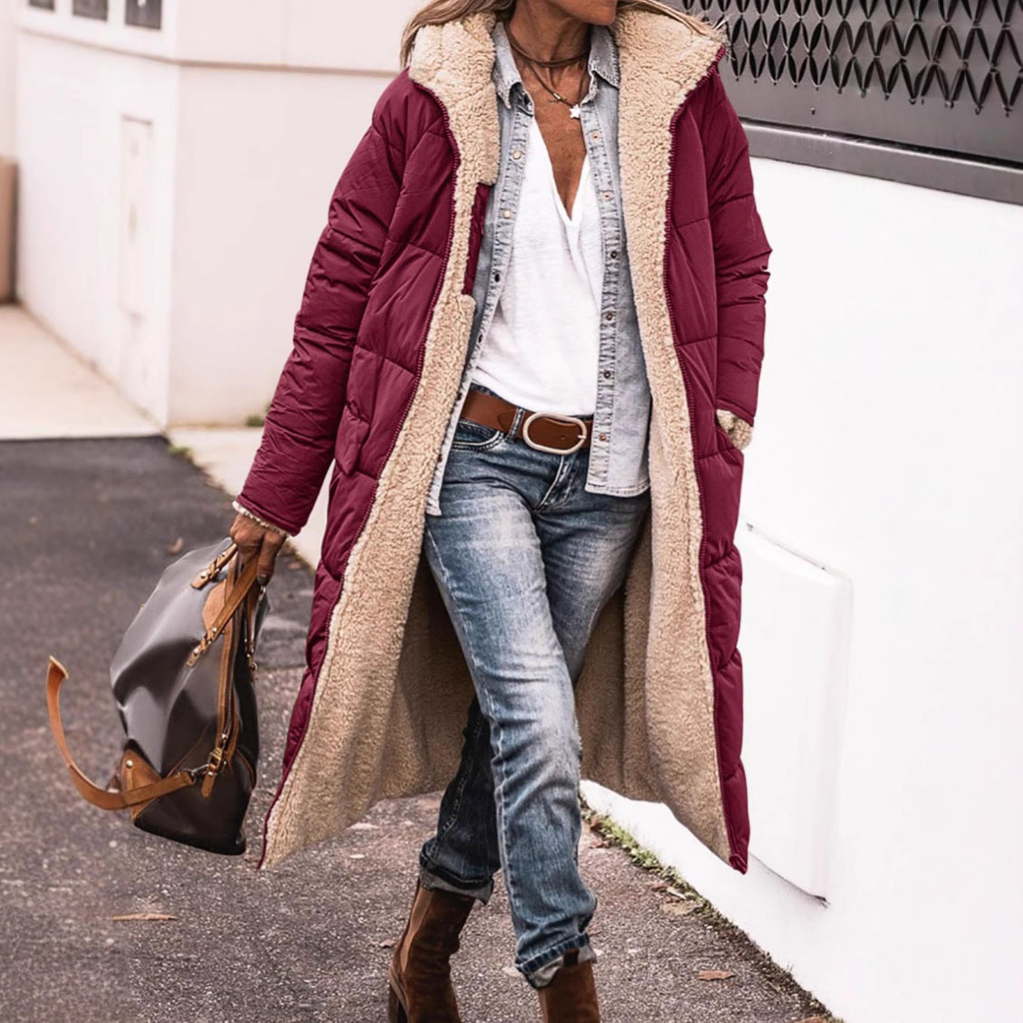Layla - Élégant Manteau Long Réversible