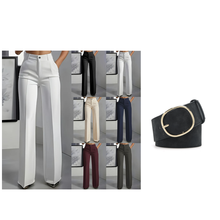 Pantalon de costume taille haute pour femmes Danoir Paris, tissu élégant et coupe moderne, vue en gros plan.