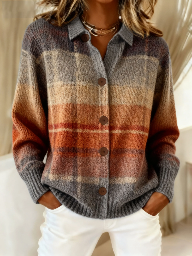 Theresa - Cardigan à Carreaux Chic