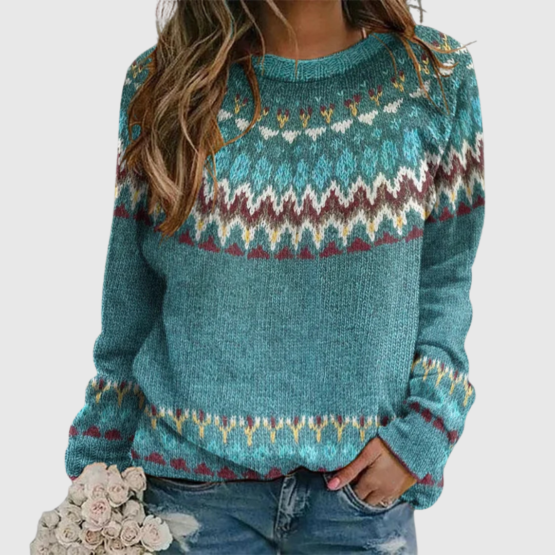 Pull Danoir Paris Regina avec motif rétro wave, doux et confortable, idéal pour un style vintage moderne.