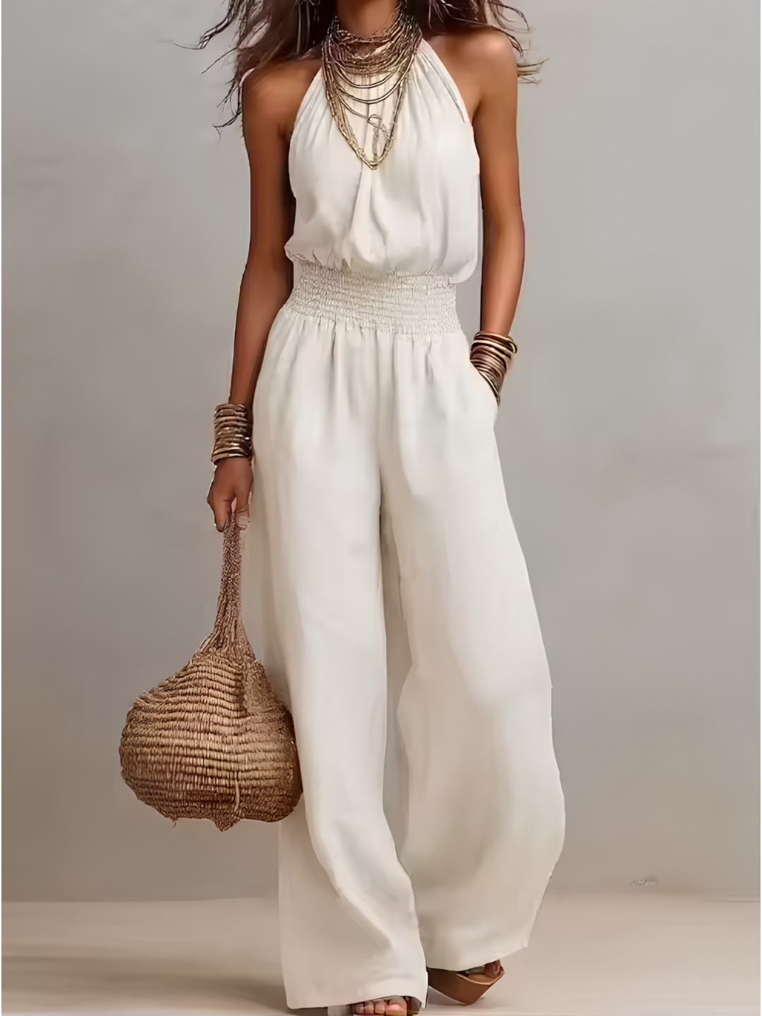 VALERIA | Combinaison Pantalon Large Col Halter