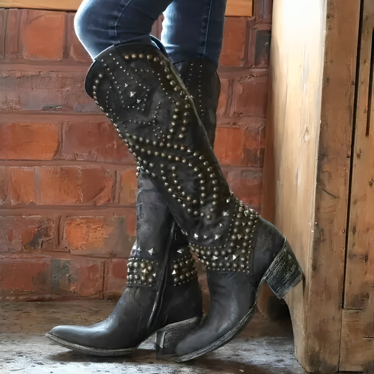 Rufa | Bottes western à hauteur de genou avec clous