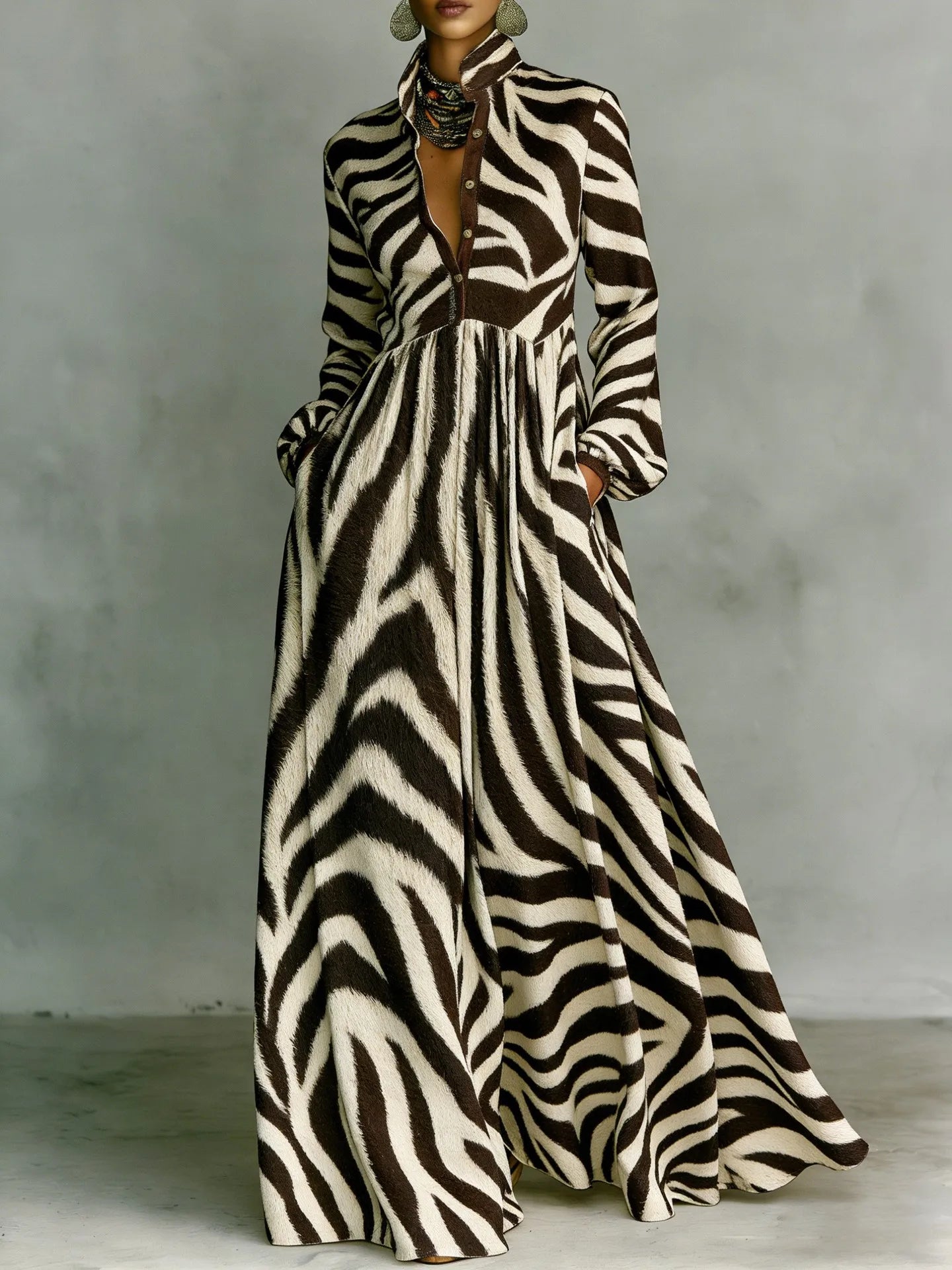 Robe vintage à pois et imprimé ethnique pour femme