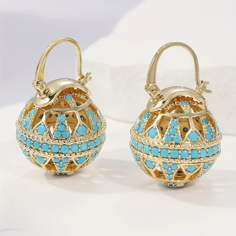 Boucles d'oreilles mandala turquoise doré