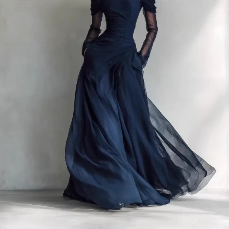 Éléonore | Robe Longue Épaules Dénudées à Inserts en Mesh
