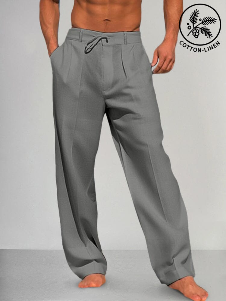 Torino - Pantalons Droits en Coton et Lin