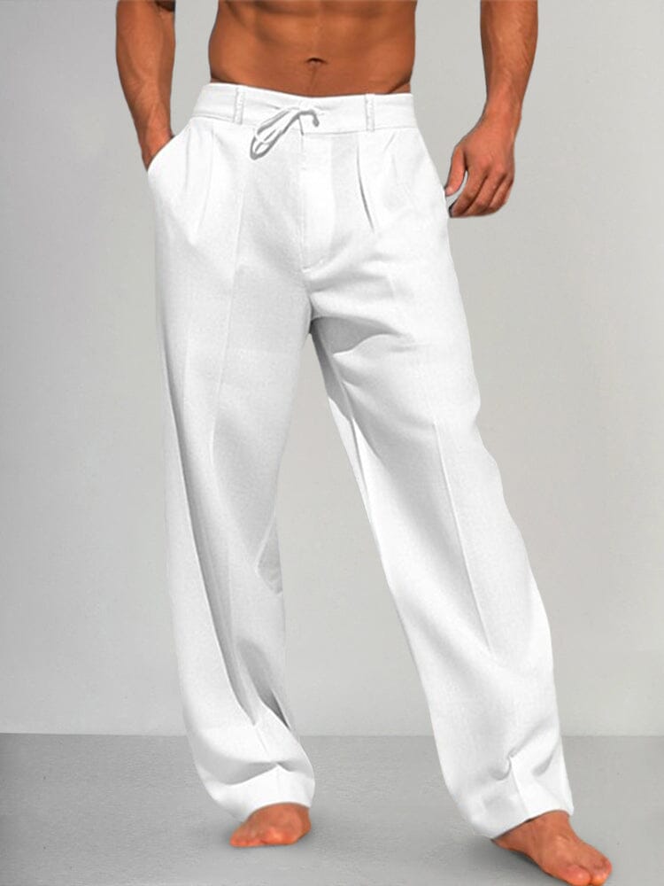 Torino - Pantalons Droits en Coton et Lin