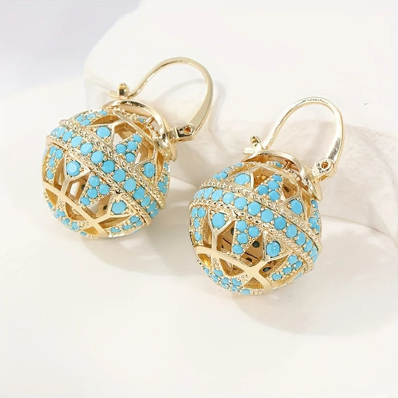 Boucles d'oreilles mandala turquoise doré